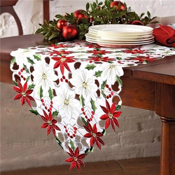 Table Runner Red Table Linens for Christmas Decorations, 15 x 70 Inch - Picture 1 of 7